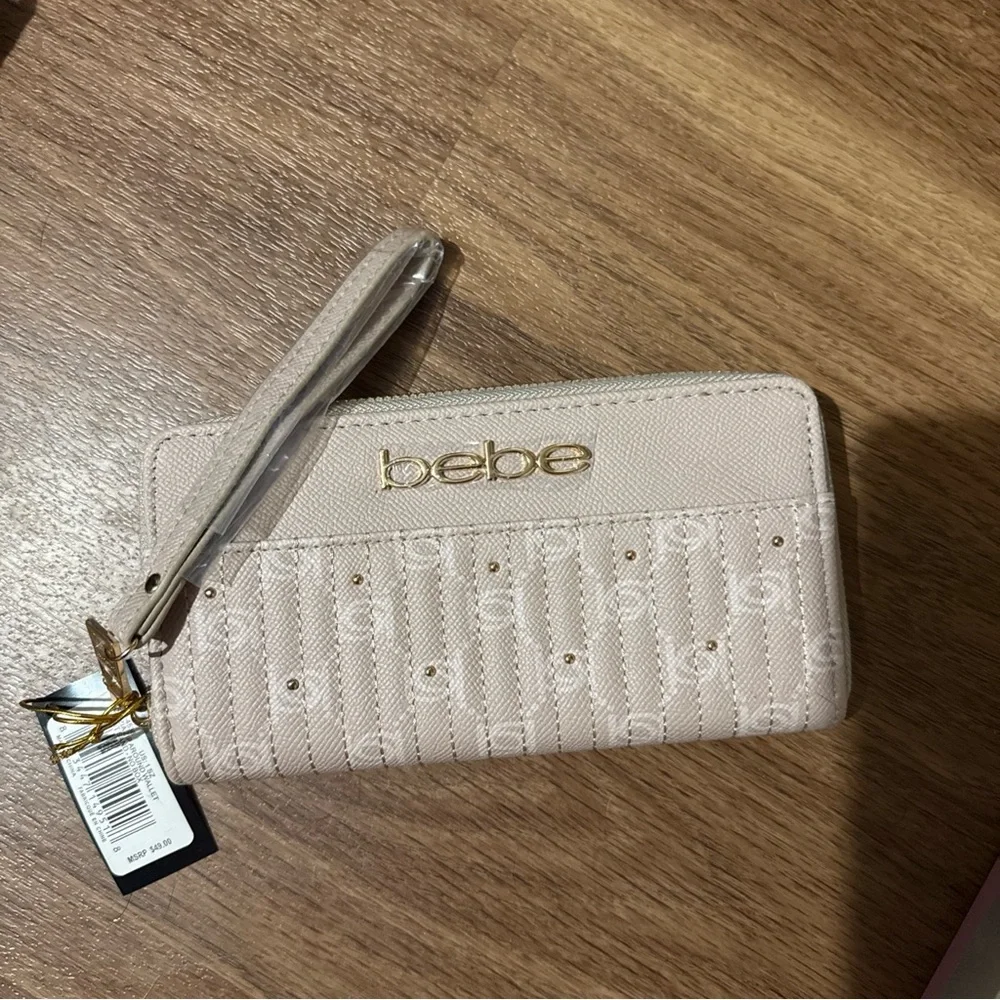 NWT Bebe Beige Wallet and NIB Makeup with Eye Shadow Eyeliner Mascara Gift Set